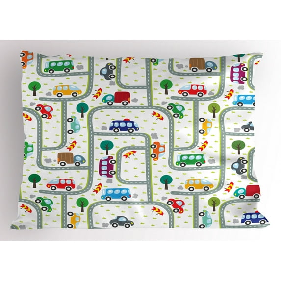 Ambesonne Cars Pillow Sham, on Traffic, 36" X 20", Multicolor