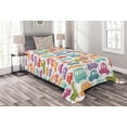 thumbnail image 1 of Ambesonne Cars Quilted Bedspread Set 2 Pcs, Vibrant Doodle Style Rides, Twin Size, Multicolor, 1 of 3