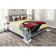 thumbnail image 1 of Ambesonne Cars Quilted Bedspread Set 3 Pcs, Cartoon Vehicle Powerful, King Size, Red Yellow Grey, 1 of 3