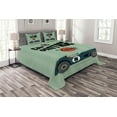 thumbnail image 1 of Ambesonne Cars Quilted Bedspread Set 3 Pcs, Classic Design Racing, King Size, Reseda Green Petrol Blue, 1 of 3