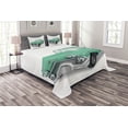 thumbnail image 1 of Ambesonne Cars Quilted Bedspread Set 3 Pcs, Classical Veteran Vehicle, Queen Size, Mint Green Pale Grey, 1 of 3