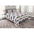 thumbnail image 1 of Ambesonne Cars Quilted Bedspread Set 3 Pcs, Colorful Fast Sports Car, King Size, Red Fern Green Purple, 1 of 3