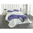 thumbnail image 1 of Ambesonne Cars Quilted Bedspread Set 3 Pcs, Custom Vehicle High Speed, King Size, Violet Blue, 1 of 5