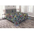thumbnail image 1 of Ambesonne Cars Quilted Bedspread Set 3 Pcs, Detailed Vibrant Car Park, King Size, Multicolor, 1 of 3