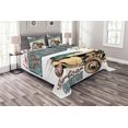 thumbnail image 1 of Ambesonne Cars Quilted Bedspread Set 3 Pcs, Limitless Speed Advert, King Size, Sand Brown Blue Grey, 1 of 3