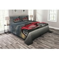 thumbnail image 1 of Ambesonne Cars Quilted Bedspread Set 3 Pcs, Modern Red Sports Vehicle, Queen Size, Red Grey Black, 1 of 3