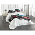 thumbnail image 1 of Ambesonne Cars Quilted Bedspread Set 3 Pcs, Monster Truck Cool Cartoon, Queen Size, Aqua Green Black, 1 of 5