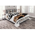 thumbnail image 1 of Ambesonne Cars Quilted Bedspread Set 3 Pcs, Old Garage Auto Repair, Queen Size, Pale Brown Black White, 1 of 3