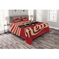 thumbnail image 1 of Ambesonne Cars Quilted Bedspread Set 3 Pcs, Retro Poster Style Vehicle, Queen Size, Beige Ruby Black, 1 of 3