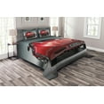 thumbnail image 1 of Ambesonne Cars Quilted Bedspread Set 3 Pcs, Sports Car Powerful Engine, King Size, Red Black Grey, 1 of 3