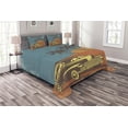 thumbnail image 1 of Ambesonne Cars Quilted Bedspread Set 3 Pcs, Vintage Ride on the Beach, Queen Size, Pale Yellow Dark Orange, 1 of 3