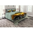 thumbnail image 1 of Ambesonne Cars Quilted Bedspread Set 3 Pcs, Yellow Vehicle Speeding, King Size, Reseda Green Yellow Grey, 1 of 3