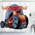 thumbnail image 1 of Ambesonne Cars Shower Curtain, Cartooon Hot Rod Classic, 69"Wx75"L, Orange Blue Black, 1 of 3