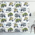 thumbnail image 1 of Ambesonne Cars Shower Curtain, Hand Drawn Monster Truck, 69"Wx70"L, Yellow Lavender Blue, 1 of 3