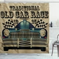 thumbnail image 1 of Ambesonne Cars Shower Curtain, Traditional Old Race Car, 69"Wx70"L, Sand Brown Black Blue, 1 of 3