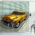 thumbnail image 1 of Ambesonne Cars Shower Curtain, Yellow Vehicle Speeding, 69"Wx70"L, Reseda Green Yellow Grey, 1 of 3