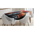 thumbnail image 1 of Ambesonne Cars Tablecloth Rectangular Table Cover, Cartooon Hot Rod Classic, 60"x90", Orange Blue Black, 1 of 4