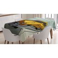 thumbnail image 1 of Ambesonne Cars Tablecloth Rectangular Table Cover, Yellow Vehicle Speeding, 60"x84", Reseda Green Yellow Grey, 1 of 3