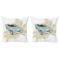 thumbnail image 1 of Ambesonne Cars Throw Pillow Cover 2 Pack, Classical Sports Car Retro, 18", Pale Pink Blue, 1 of 2