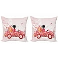 thumbnail image 1 of Ambesonne Cars Throw Pillow Cover 2 Pack, Girl on a Car Floral Box, 20", Pink Dark Coral Black, 1 of 7
