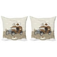 thumbnail image 1 of Ambesonne Cars Throw Pillow Cover 2 Pack, Old Fashioned Ride Coffee, 24", Caramel Cocoa White, 1 of 7