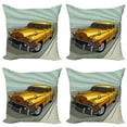 thumbnail image 1 of Ambesonne Cars Throw Pillow Cover 4 Pack, Yellow Vehicle Speeding, 20", Reseda Green Yellow Grey, 1 of 5