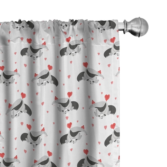 Ambesonne Cartoon 4-Panel Curtains, Anteater Beanie Scattered, 56"x95", Coral Dark Taupe