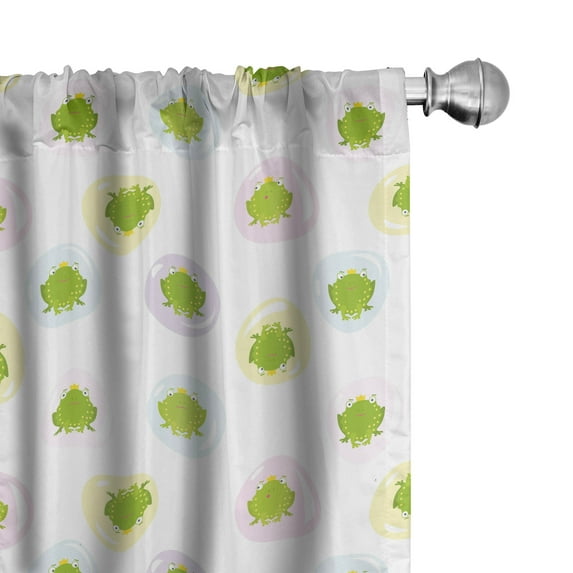 Ambesonne Cartoon 4-Panel Curtains, Frog Prince in Bubbles, 56"x84", Yellow Green Pale Yellow