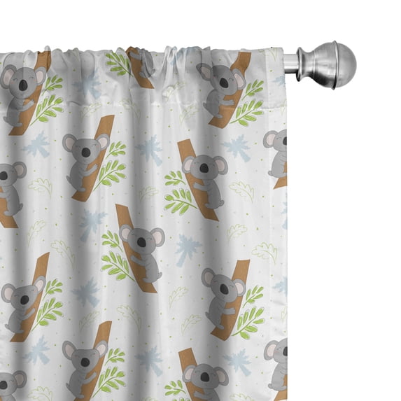 Ambesonne Cartoon Window Curtains, Funny Koala, Each 28" W x 84" L, Grey and Pale Brown