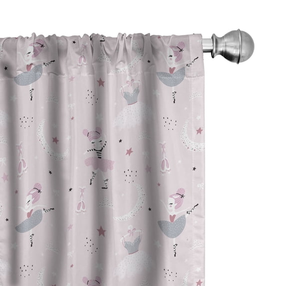 Ambesonne Cartoon 4-Panel Curtains, Pastel Colored Ballerina, 56"x63", Pale Pink