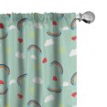thumbnail image 1 of Ambesonne Cartoon Window Curtains, Rainbow Sky Clouds Heart, Each 28" W x 95" L, Mint Green Multicolor, 1 of 5