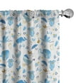 thumbnail image 1 of Ambesonne Cartoon Window Curtains, Stork Carrying an Elephant, Each 28" W x 84" L, Amber Black Blue, 1 of 5