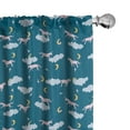 thumbnail image 1 of Ambesonne Cartoon Window Curtains, Unicorn Clouds Stars Moon, Each 28" W x 95" L, Petrol Blue and Mustard, 1 of 4