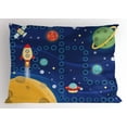 thumbnail image 1 of Ambesonne Cartoon Activity Pillow Sham, Racing in Cosmos, 26" X 20", Multicolor, 1 of 2