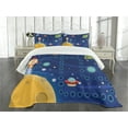 thumbnail image 1 of Ambesonne Cartoon Activity Quilted Bedspread Set 3 Pcs, Racing in Cosmos, King Size, Multicolor, 1 of 5