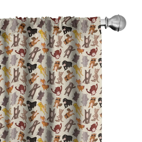 Ambesonne Cartoon Animal Curtains, Friendly Jungle, Pair of 28"x95", Multicolor