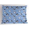 thumbnail image 1 of Ambesonne Cartoon Animal Pillow Sham, Skating Penguins, 36" X 20", Multicolor, 1 of 2