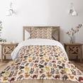 thumbnail image 1 of Ambesonne Cartoon Animal Quilted Bedspread Set 2 Pcs, Friendly Jungle, Twin Size, Multicolor, 1 of 3