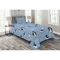 thumbnail image 1 of Ambesonne Cartoon Animal Quilted Bedspread Set 2 Pcs, Skating Penguins, Twin Size, Multicolor, 1 of 3