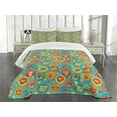 thumbnail image 1 of Ambesonne Cartoon Animal Quilted Bedspread Set 3 Pcs, Comic Fun Faces, Queen Size, Multicolor, 1 of 5