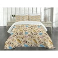 thumbnail image 1 of Ambesonne Cartoon Animal Quilted Bedspread Set 3 Pcs, Musician Mascots, Queen Size, Multicolor, 1 of 3