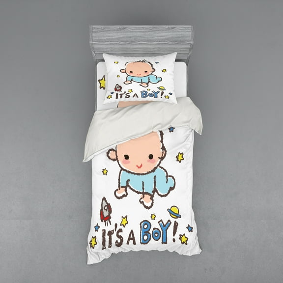 Ambesonne Cartoon Bedding Set 3 Pcs, Boy Gender, Twin, Multicolor