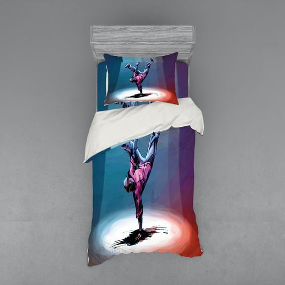 Ambesonne Cartoon Bedding Set 3 Pcs, Break Dancer Sketch, Twin XL, Multicolor