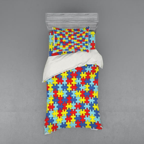 Ambesonne Cartoon Bedding Set 3 Pcs, Colorful Game Pieces, Twin XL, Multicolor