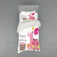 thumbnail image 1 of Ambesonne Cartoon Bedding Set 3 Pcs, First Birthday Cake, Twin, Brown Hot Pink and Pink, 1 of 3