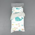 thumbnail image 1 of Ambesonne Cartoon Bedding Set 3 Pcs, Geometric Whale Fish, Twin, Yellow White, 1 of 3
