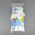 thumbnail image 1 of Ambesonne Cartoon Bedding Set 3 Pcs, Girl Ladder with Star, Twin, Yellow Blue, 1 of 2