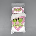 thumbnail image 1 of Ambesonne Cartoon Bedding Set 3 Pcs, Heart in Love Flowers, Twin, Dried Rose Lime Green, 1 of 2