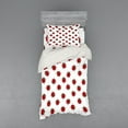 thumbnail image 1 of Ambesonne Cartoon Bedding Set 3 Pcs, Ladybugs Funny Art Pattern, Twin, White and Red, 1 of 3