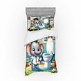 thumbnail image 1 of Ambesonne Cartoon Bedding Set 3 Pcs, Potty Training Elephant Art, TwinXL, Purpleblue Multicolor, 1 of 2